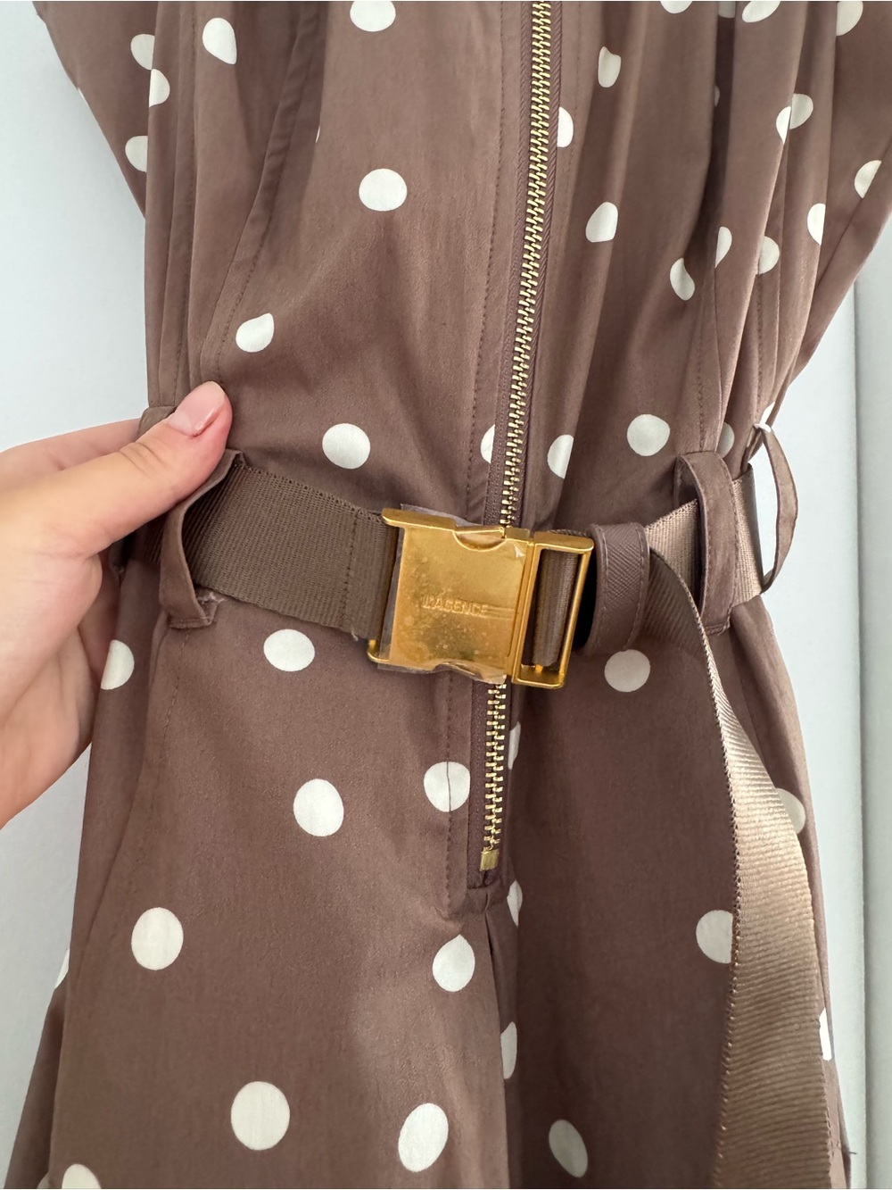 NEW WITH TAGS! Polka Dot Sleeveless A-Line Dress in Brown - L’AGENCE - Picture 5 of 9